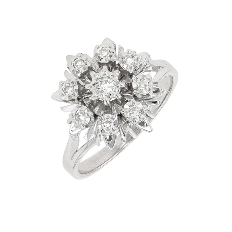 Bague vintage diamants 0.11 carat or blanc 4.78g Comme neuf -  reconditionné disponible sur Gemme Les Bijoux
